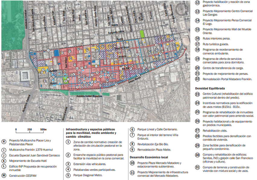 Mapa Barrio Franklin, Santiago